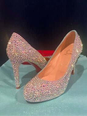Christian Louboutin Tiffany Blue Swarovski Crystal Strass Heels Size 37 💎